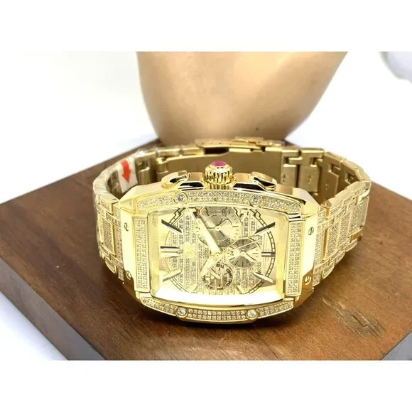 JBW Men's Watch PS570A Echelon Swiss Quartz Diamond Gold Steel Platinum Series